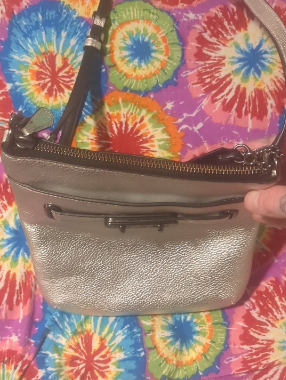 Coach Silver Metallic Crossbody Bag - Picture 8 of 13